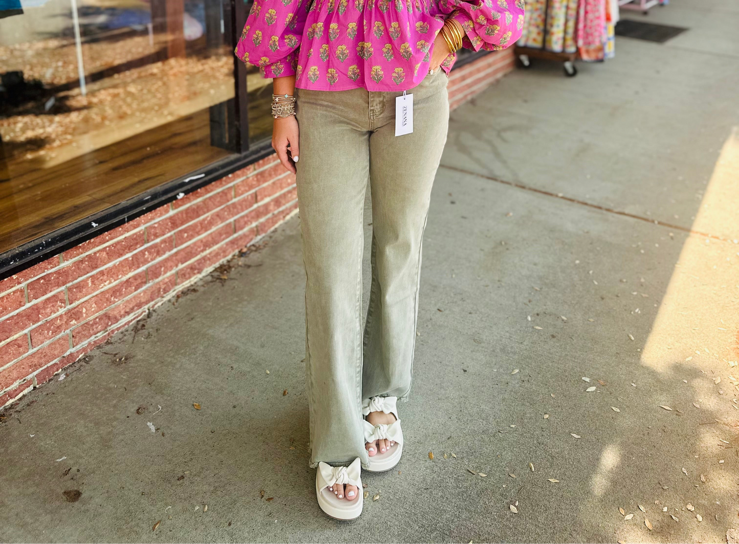 Olive Raw Hem Jeans