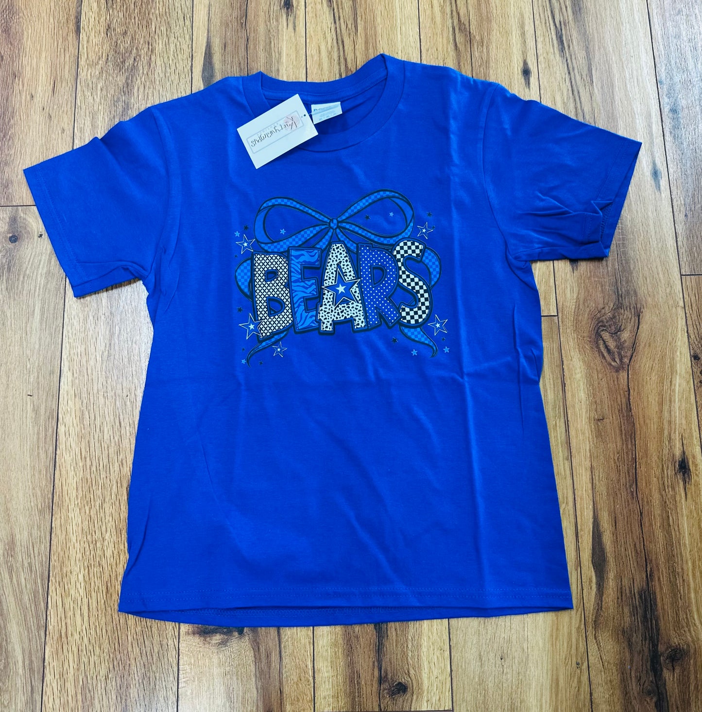 Kids Blue Bear Bow Tee