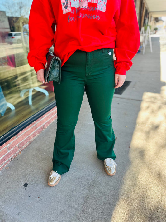 Hunter Green Boot Cut Jeans