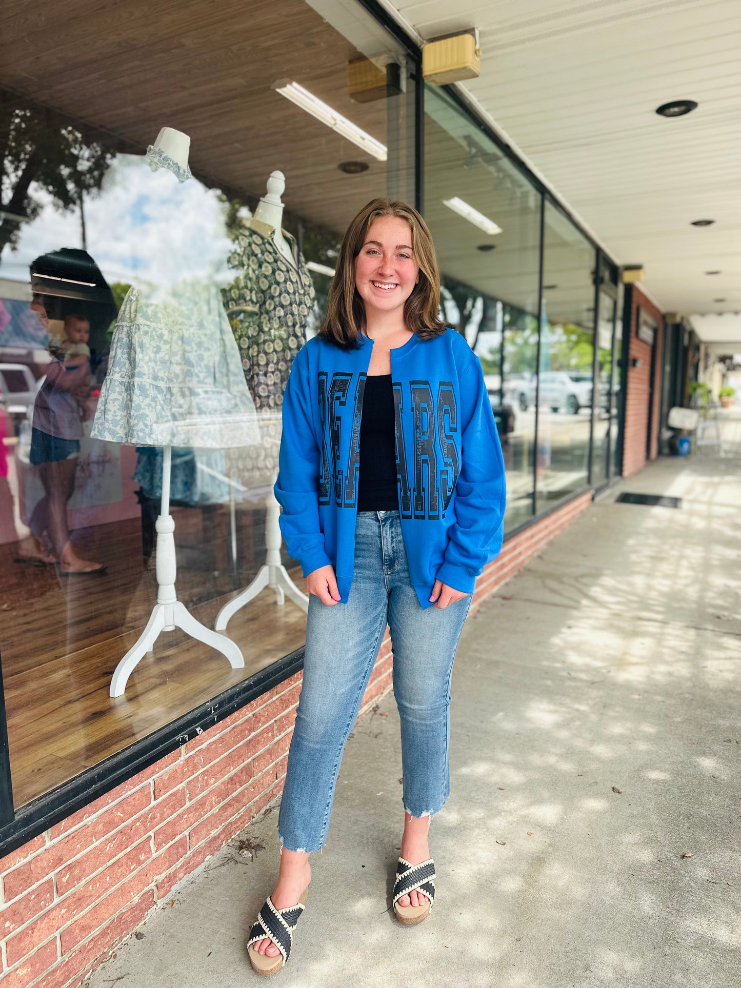 Royal Blue Bears Cut Front Sweatshirt