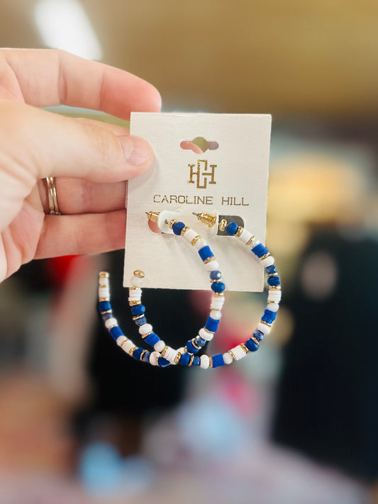 Blue and white earrings