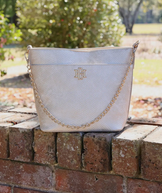 Shimmer Champagne Bucket Bag