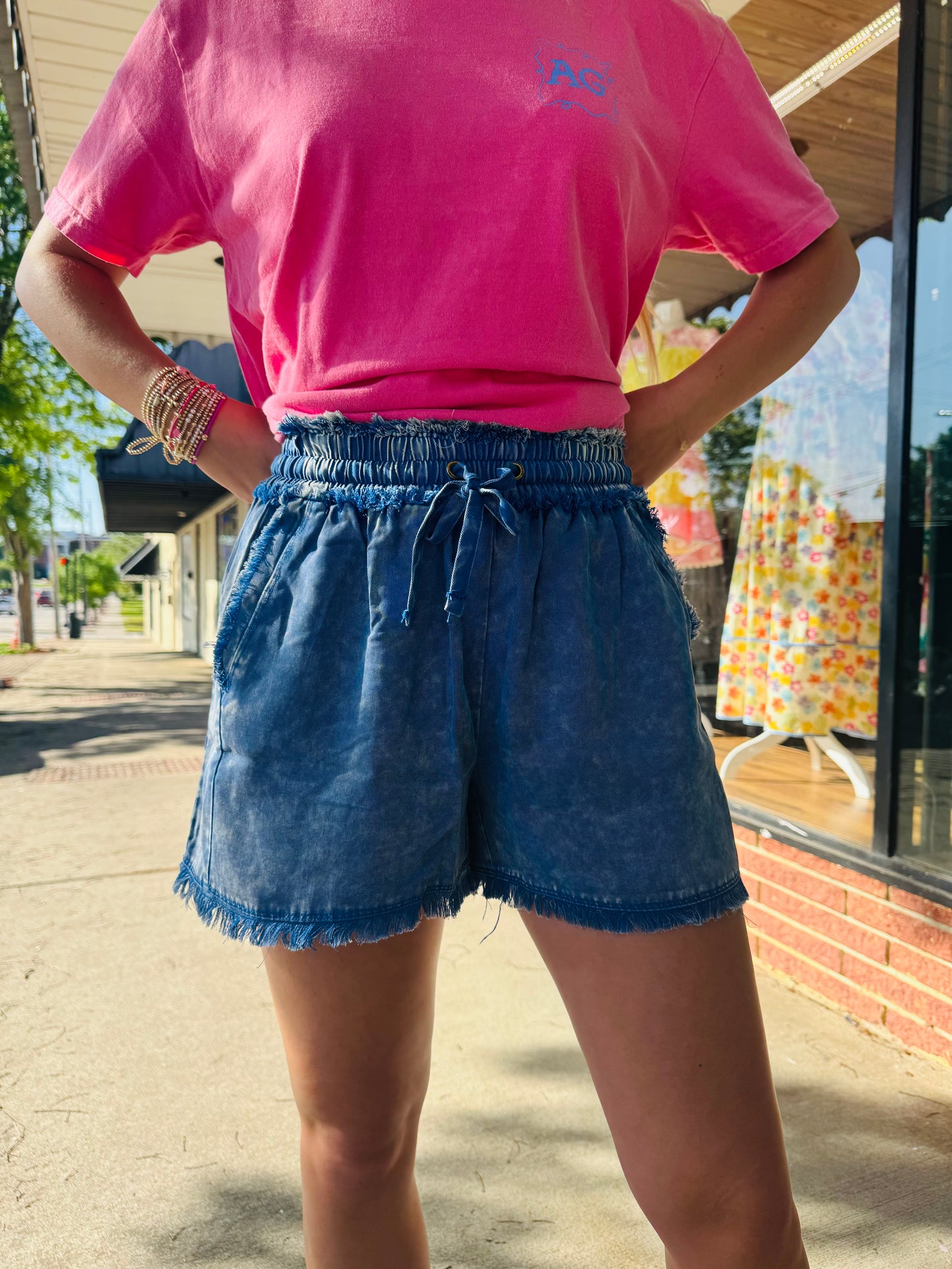 Classic Blue High Waist Shorts