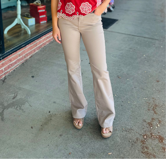 Khaki Flared Leg Pants