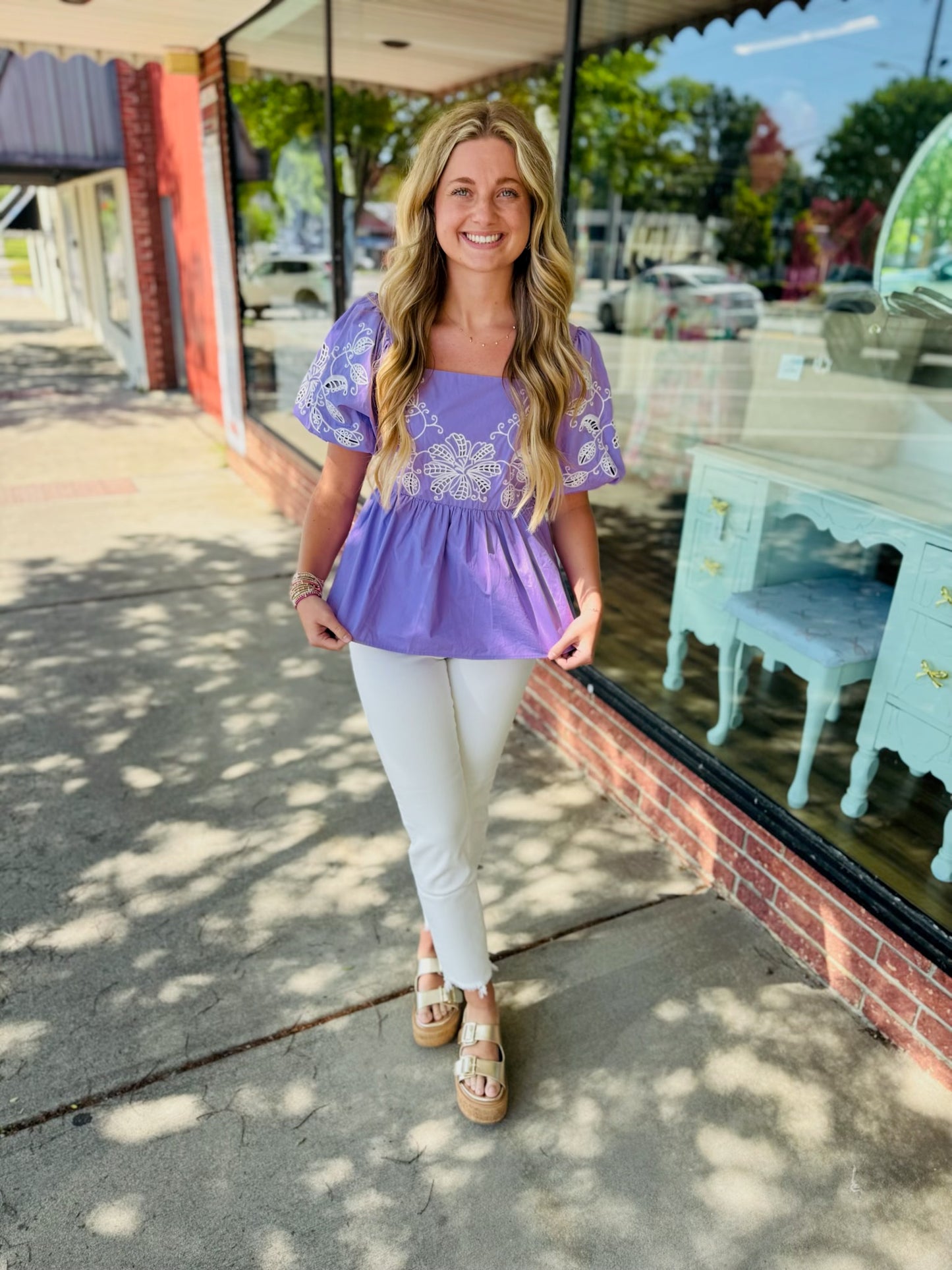 Lavender Puff Sleeve Top