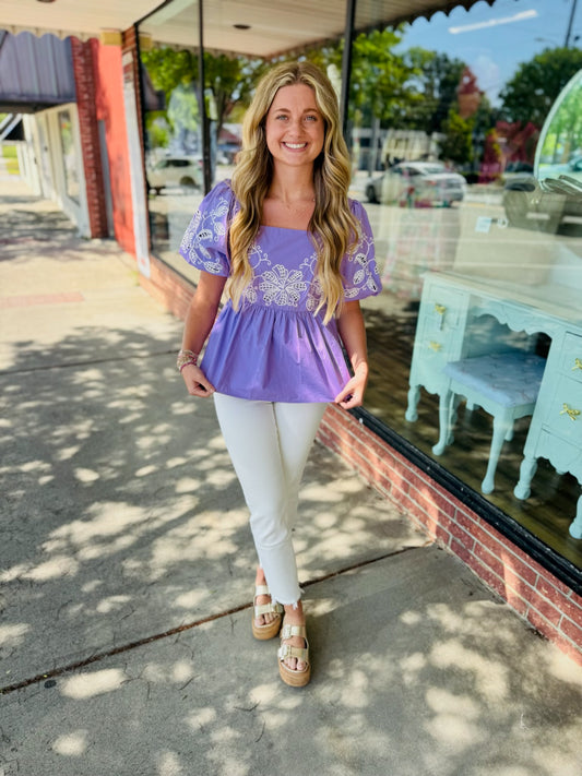 Lavender Puff Sleeve Top
