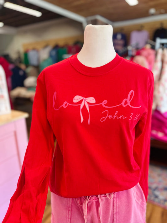 Red Loved Long Sleeve Tee