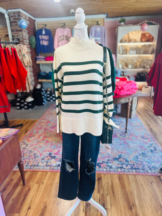 Green Striped Sweater