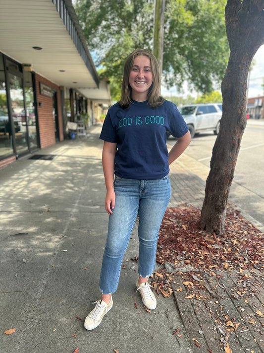 Navy God Is Good Tee