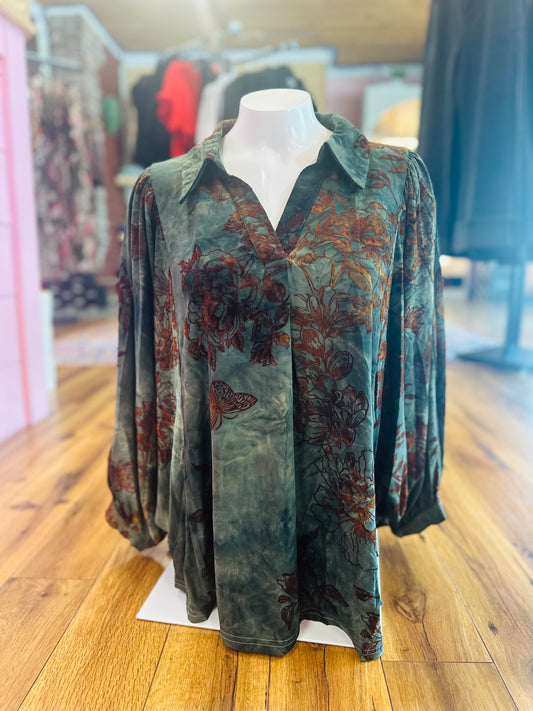 Olive & Brown top