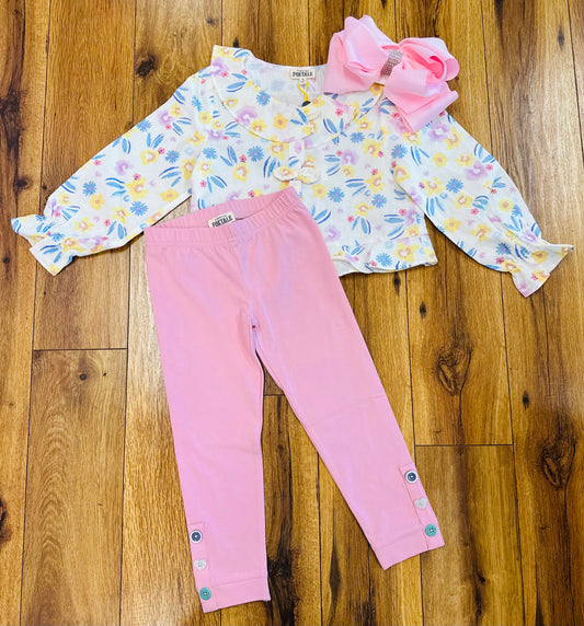 Bow Front Floral Top- Kids