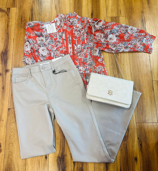 Rust 3 Quarter Slv Floral Top