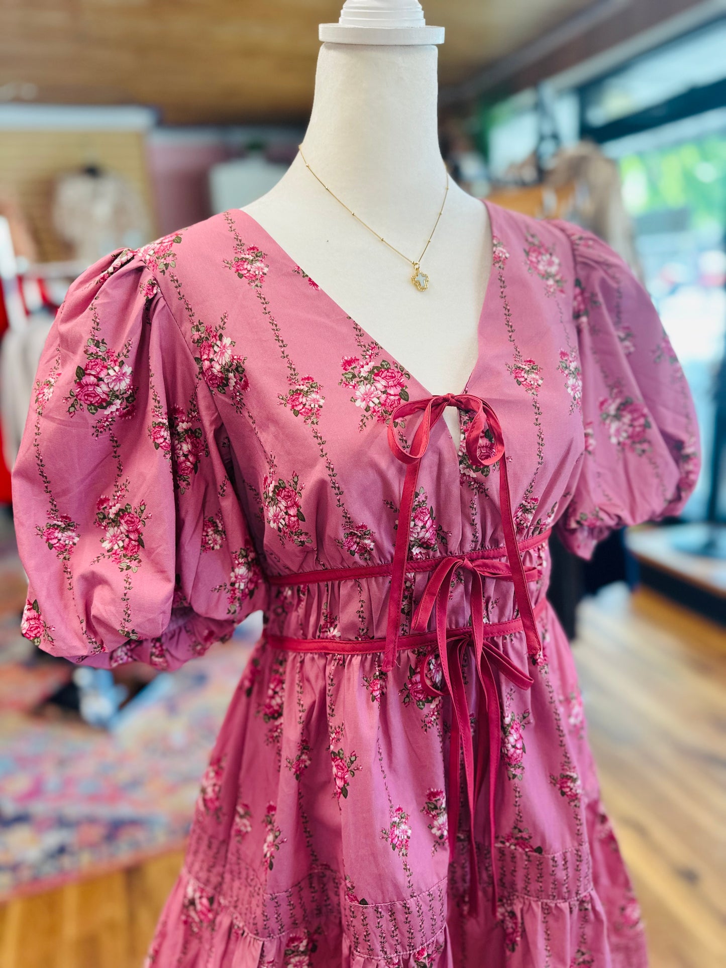 Mauve Floral Printed Mini Dress