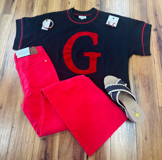 GA "G" Black W/ Red Trim Top