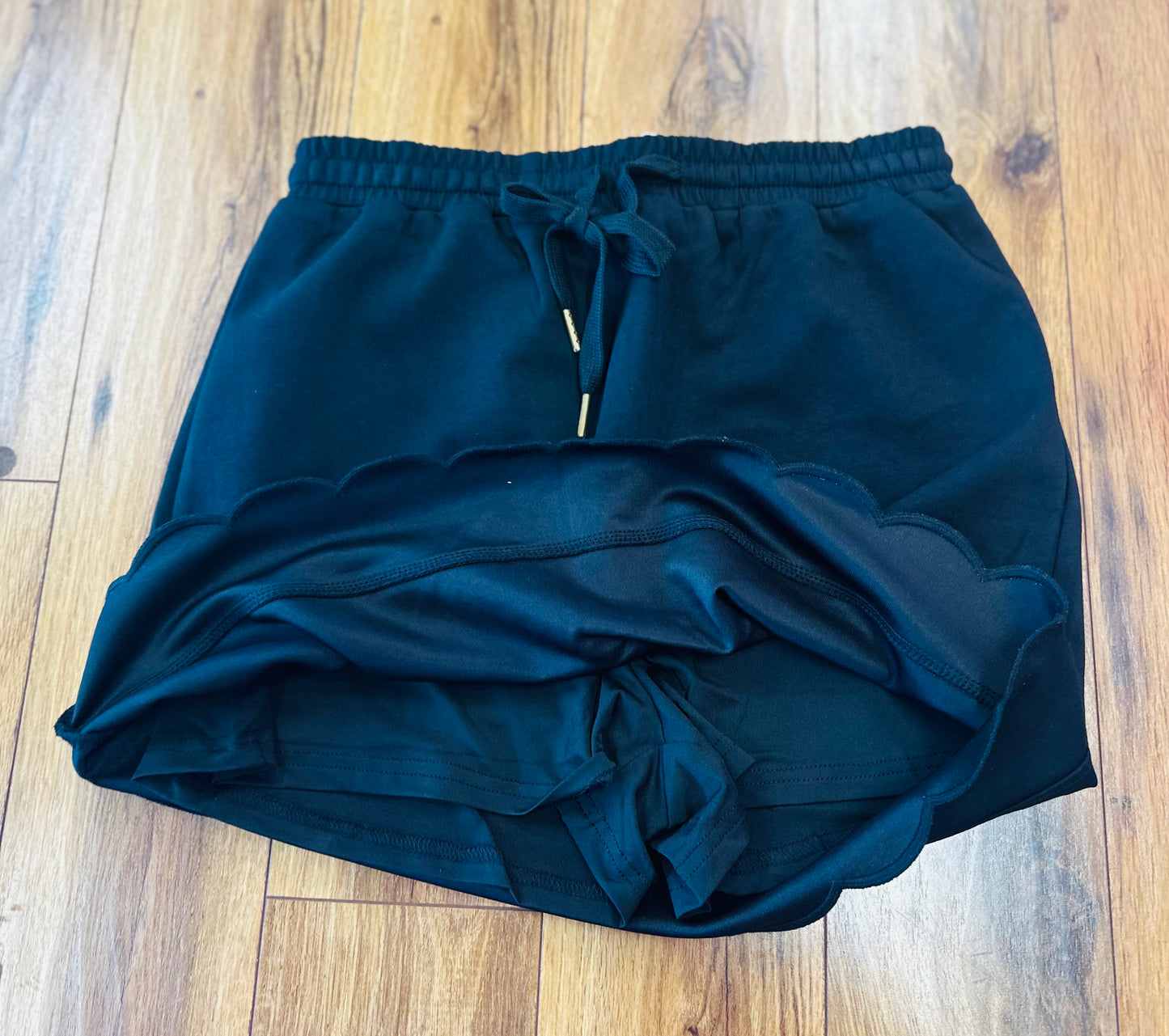 Black Scalloped Set- Skort