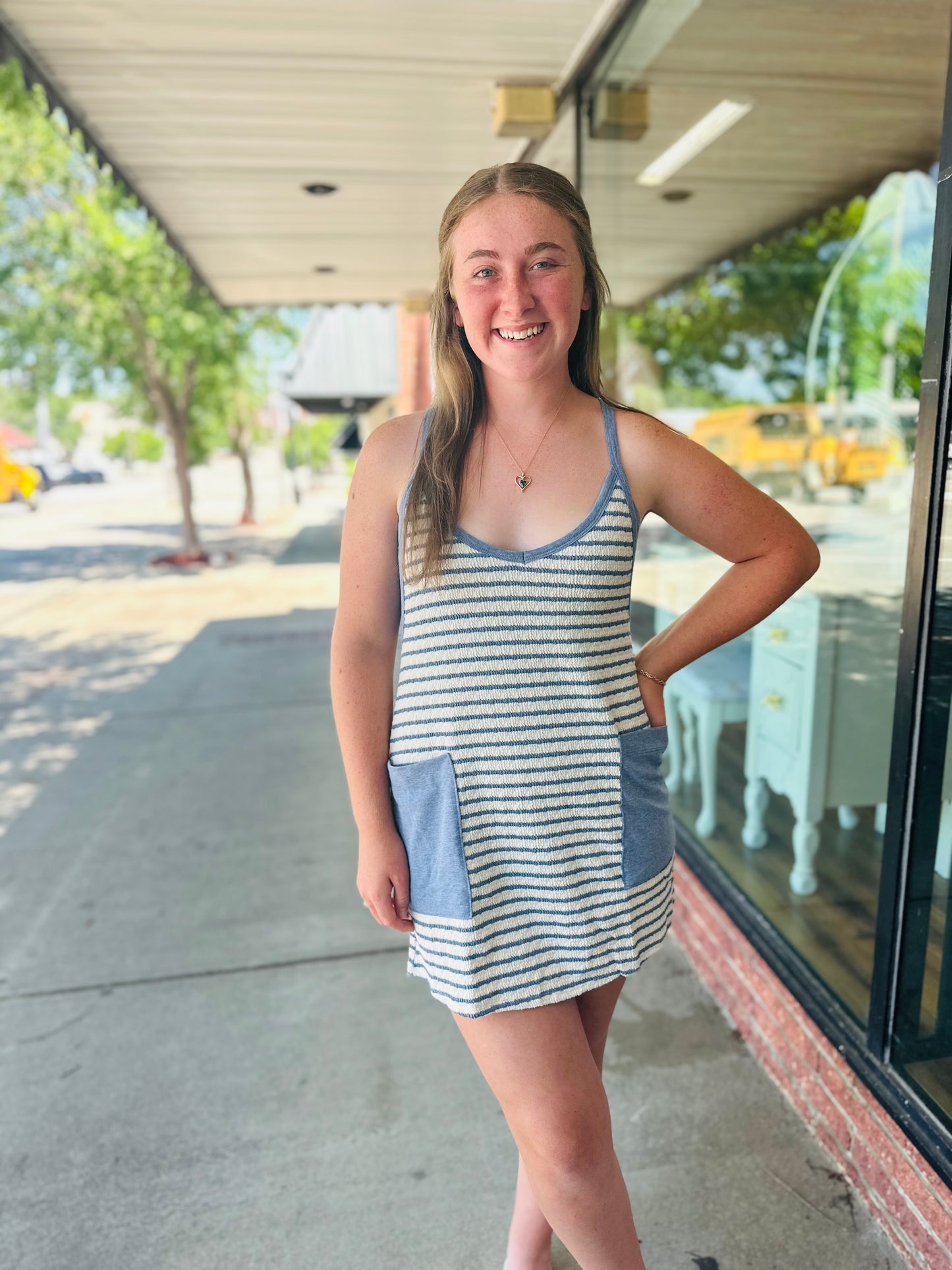 Blue Sporty Romper Dress