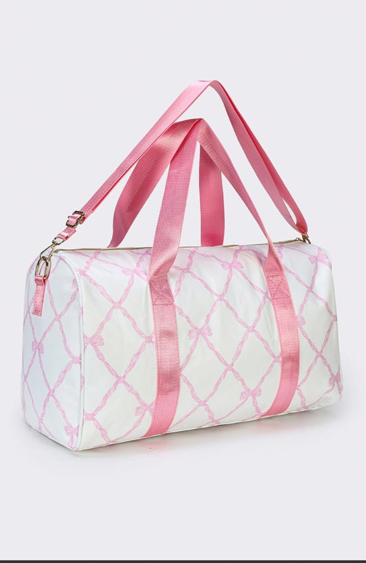 Kids Pink Bow Printed Duffle Bag