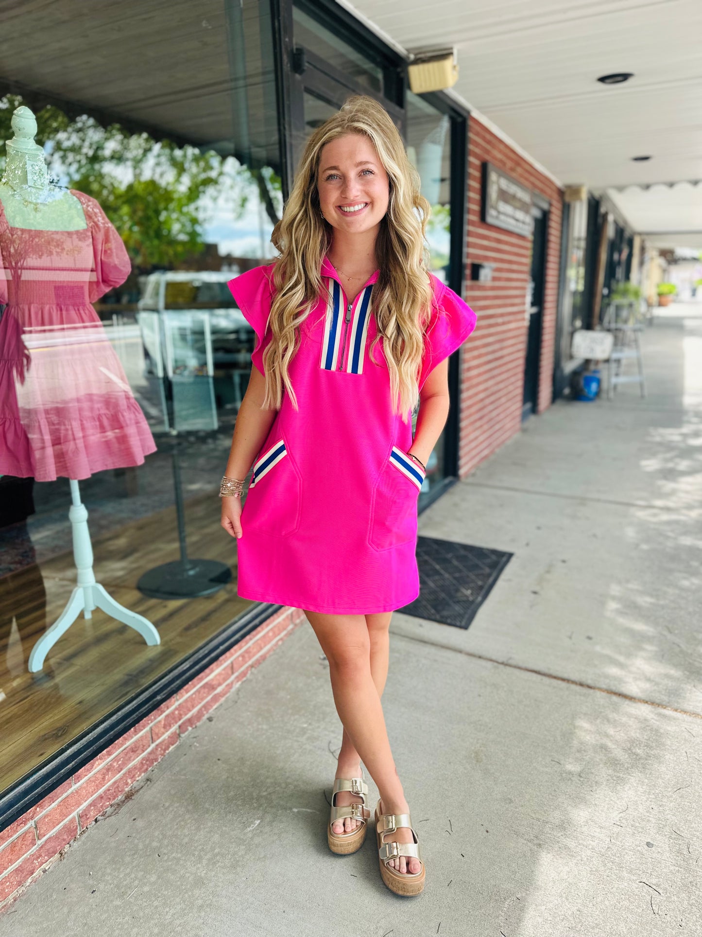 Pink/ Blue Striped Dress
