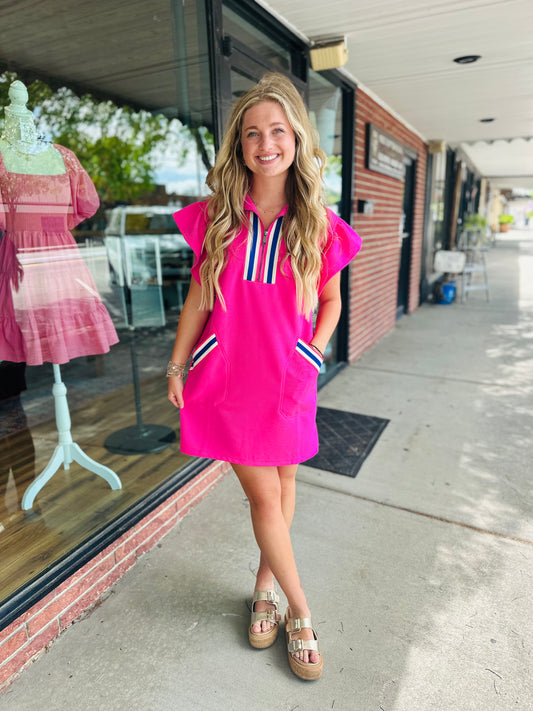 Pink/ Blue Striped Dress