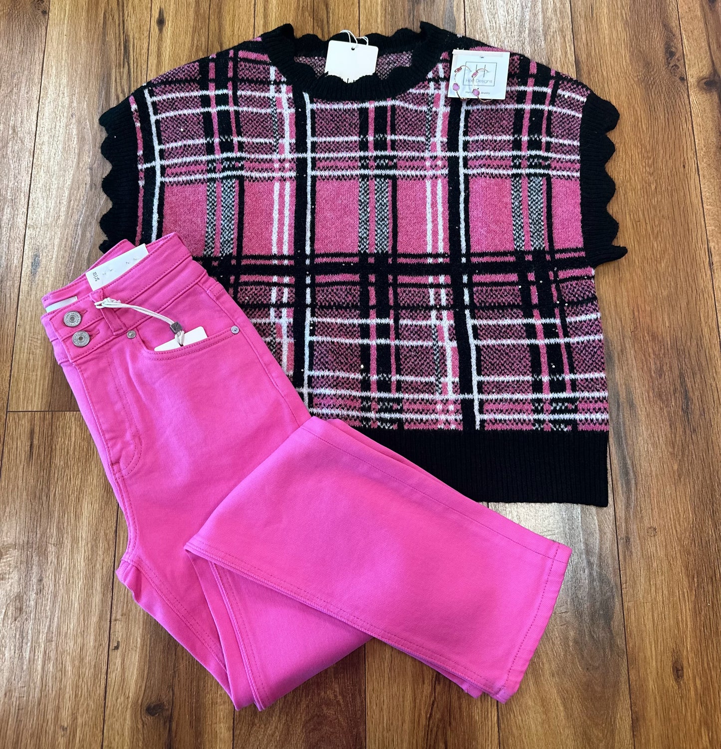 Pink & Black Sweater Vest