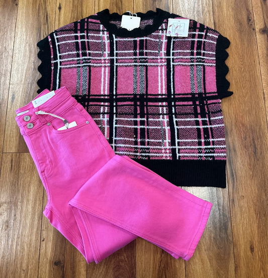 Pink & Black Sweater Vest