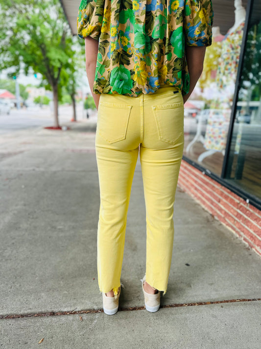 Yellow Kan Can High Rise Straight Jeans