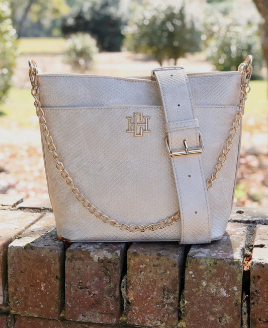Shimmer Champagne Bucket Bag