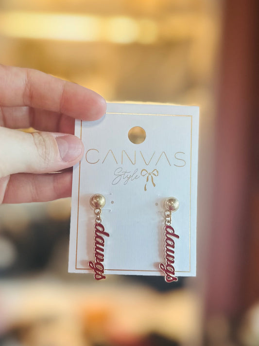 Red and Gold Stud Dangle Earrings