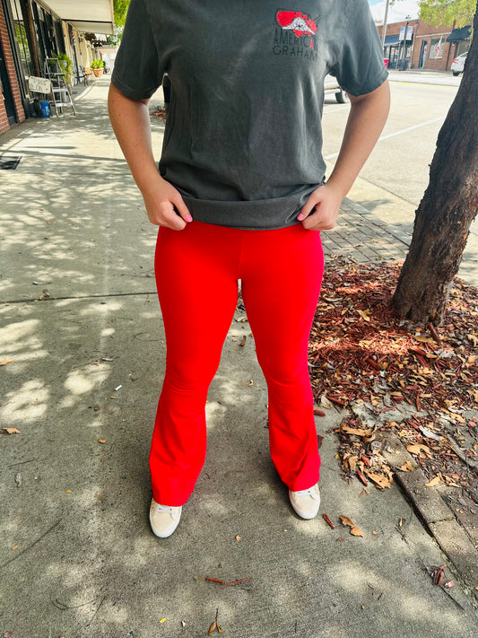 Red Flare Leggings