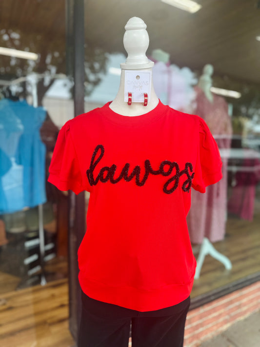 Dawgs Glitter Script Top