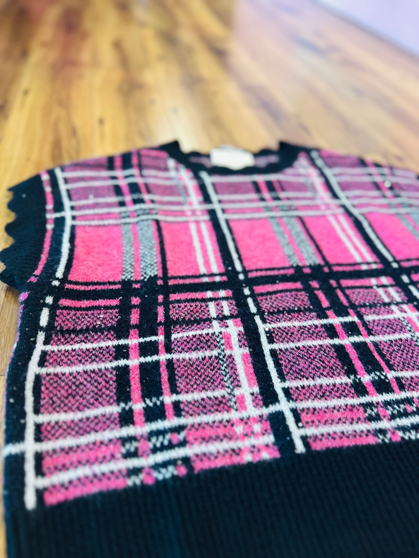 Pink & Black Sweater Vest