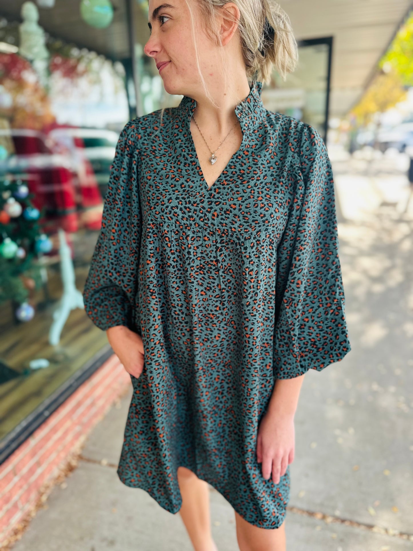 Teal Leopard Dress