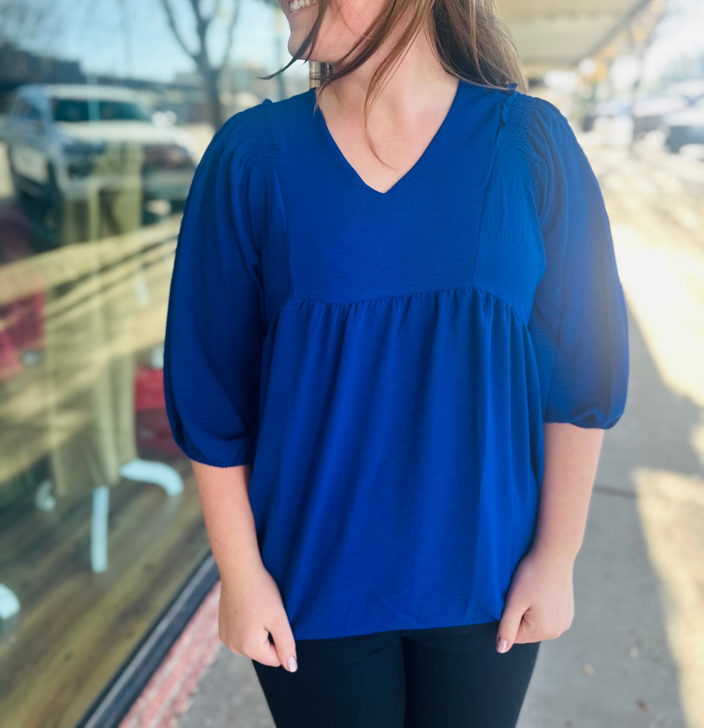 Royal Blue Vneck Top