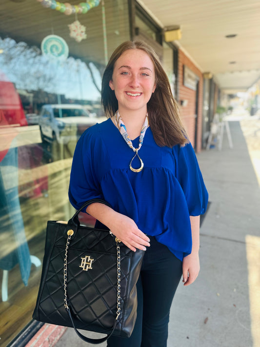 Royal Blue Vneck Top