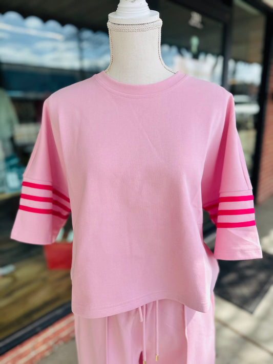 Light Pink Striped Set-Top