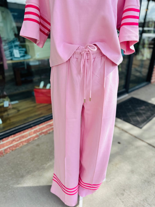 Light Pink Striped Sleeve Set- Pants