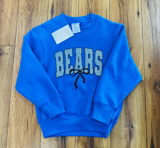 Kids Glitter Bow Sweatshirt- Bears