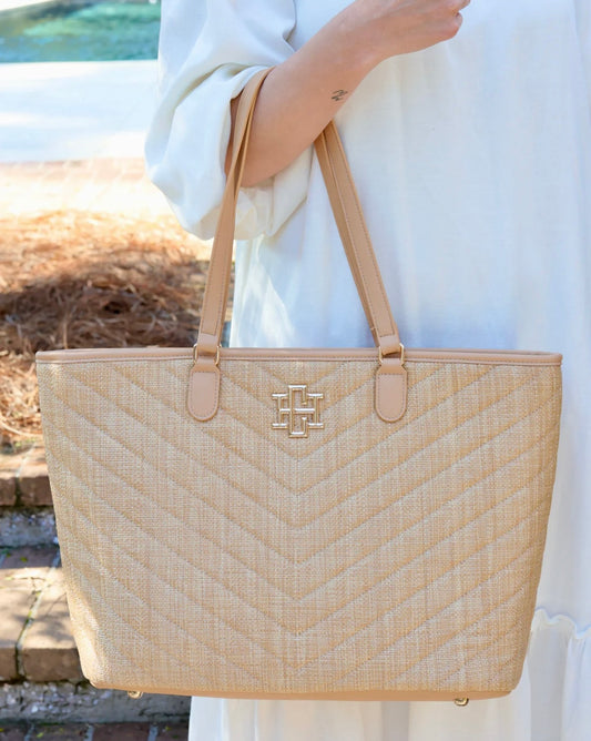 Natural V Guilted Large Pocketbook