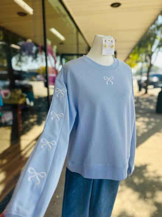 Cropped Blue Bow Sweatshirt