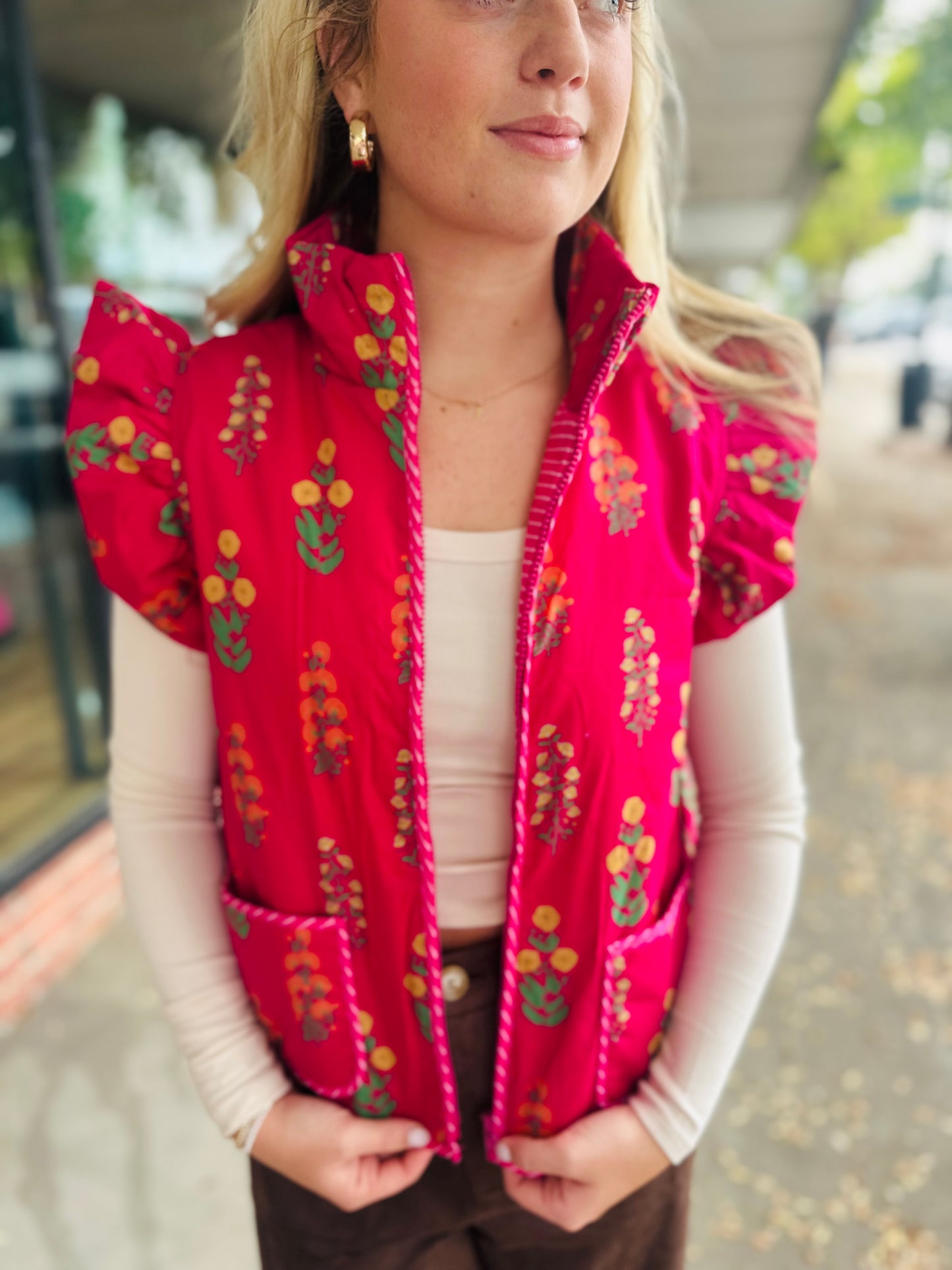Magenta Floral Vest