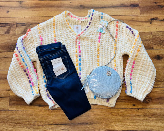 Ivory Multi Color Sweater