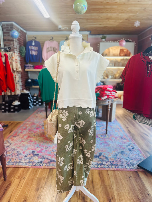 Cream Scalloped Edge Top