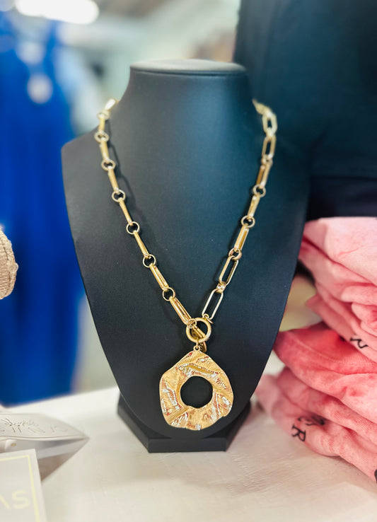 Venice Molten Medal Gold Necklace