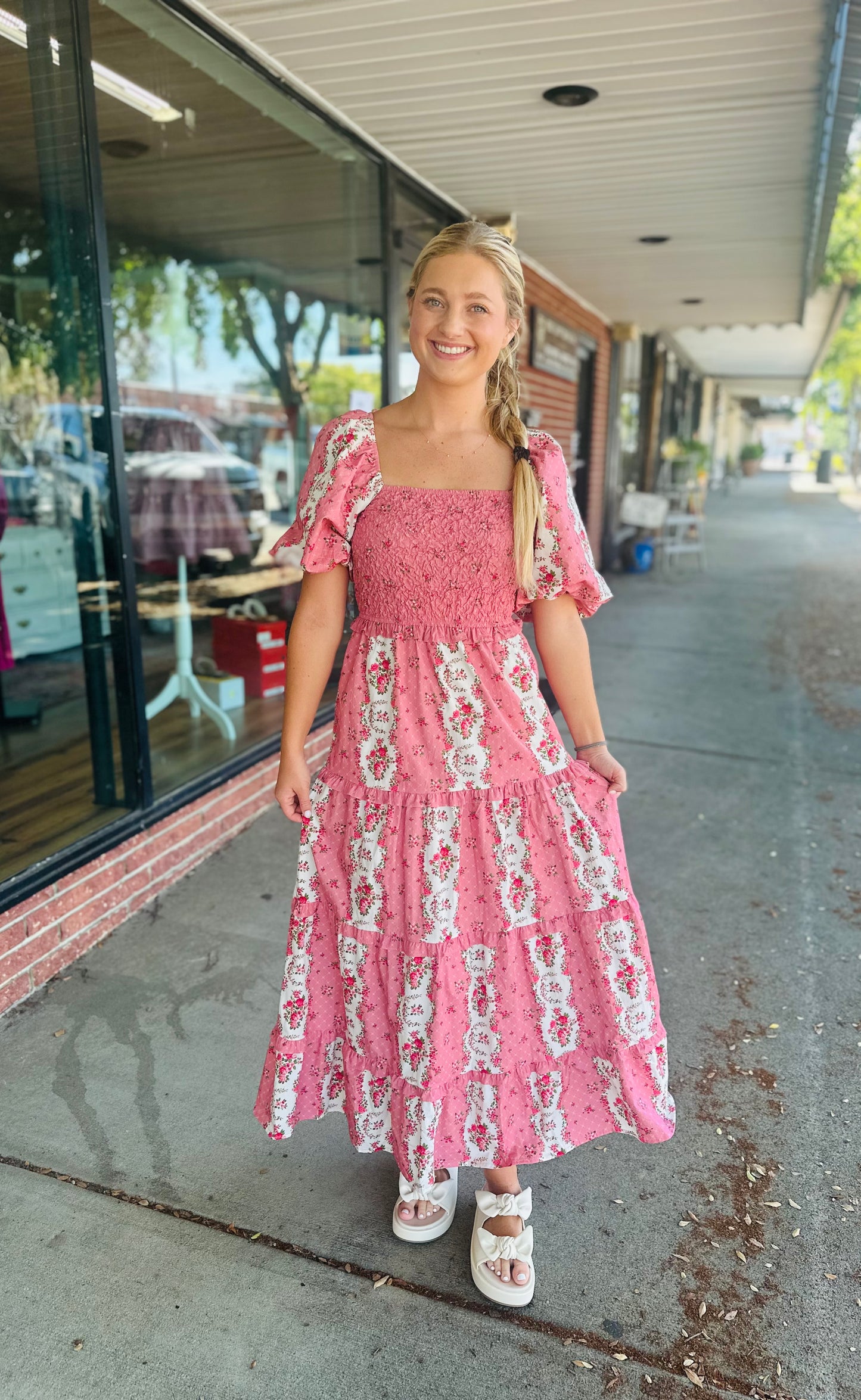 Mauve Floral Printed Maxi Dress