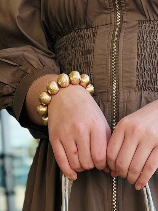 Brushed Gold Ball Bracelet