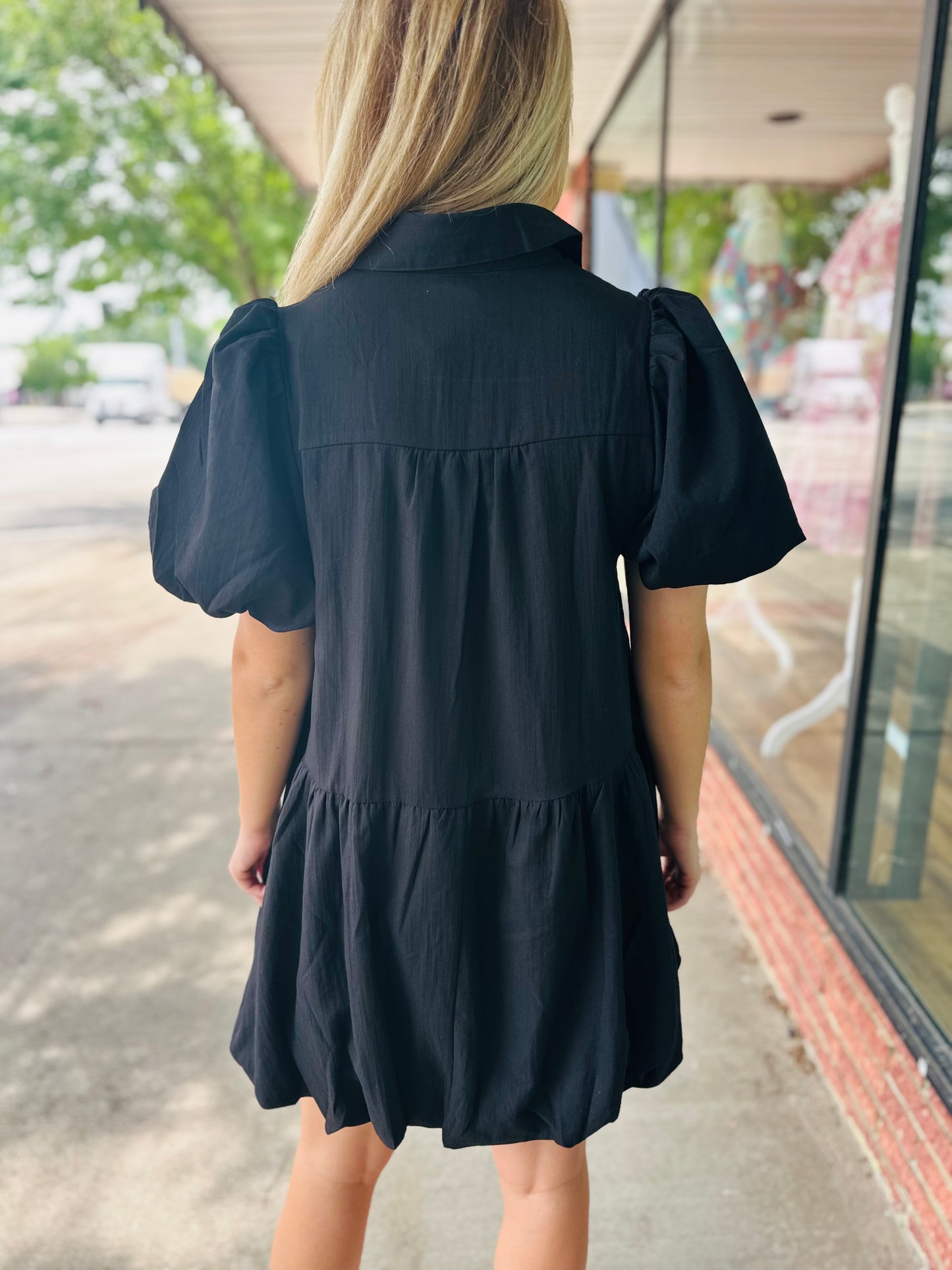 Black Bubble Collared Dress
