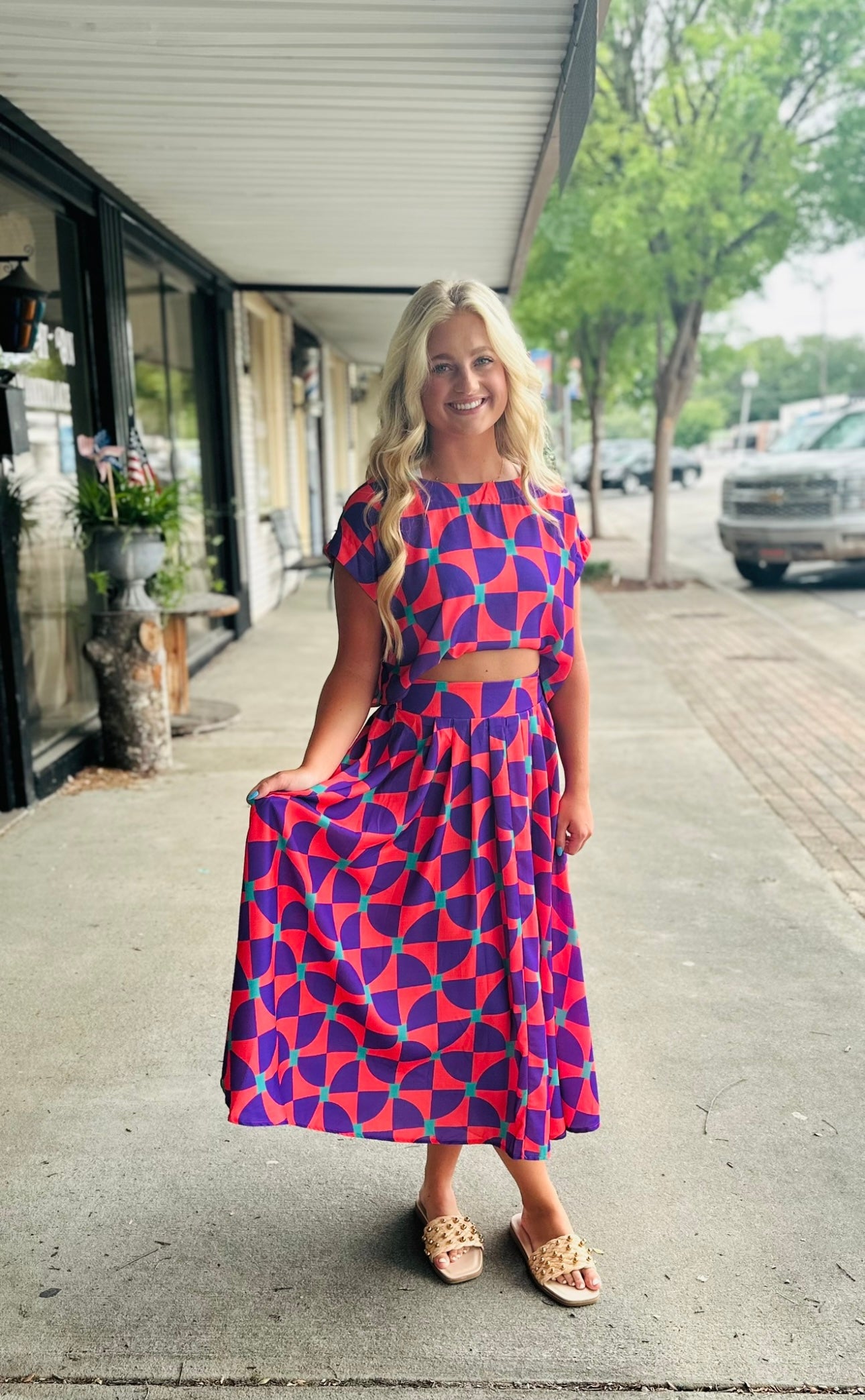 Geometric Linen Skirt