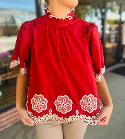 Brick Scalloped Trim Top