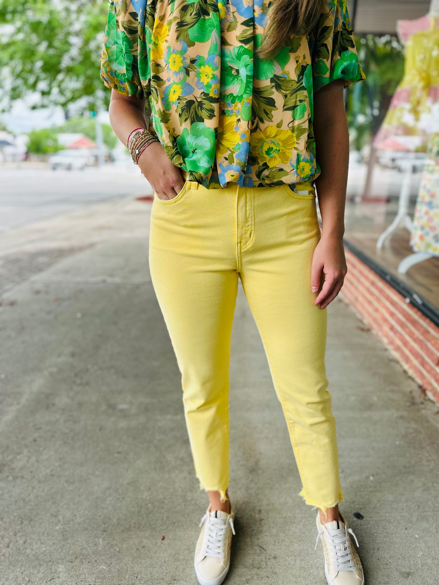 Yellow Kan Can High Rise Straight Jeans