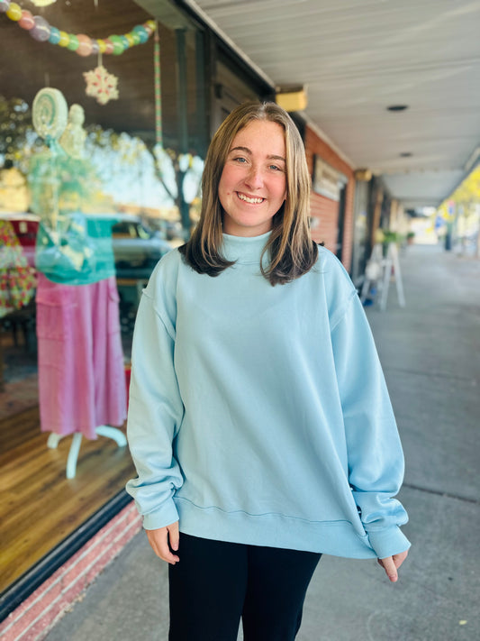 Blue Reversible Mock Neck Sweatshirt